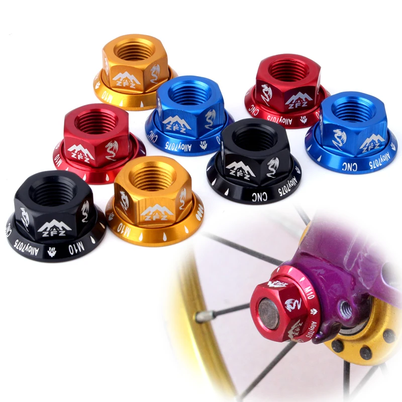 MUQZI 2Pcs Mountain Bike Road Bike Bicycle Hub Nut M10 Fold Fixed Gear