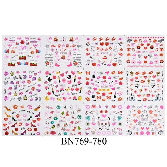 Цветы, Валентина, украшения, наклейки для ногтей, переводные наклейки для ногтей, водный набор фольги, Женский клен, дизайн, Гель-лак, маникюр, TRBN - Цвет: BN769-780