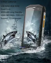 Разблокирована сотовый телефон 5S Qualcomm Quad Core 5.0 ”IPS Android 4.4 ip67 Прочный водонепроницаемый противоударный телефон 1 ГБ RAM 3 Г WCDMA CAT M8