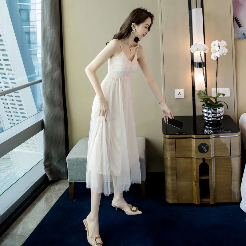 

Korean Backless White Dress Summer 2019 Women Sleeveless Formal Evening Party Dress Women Solid Big Casual Women Dress Plus Size