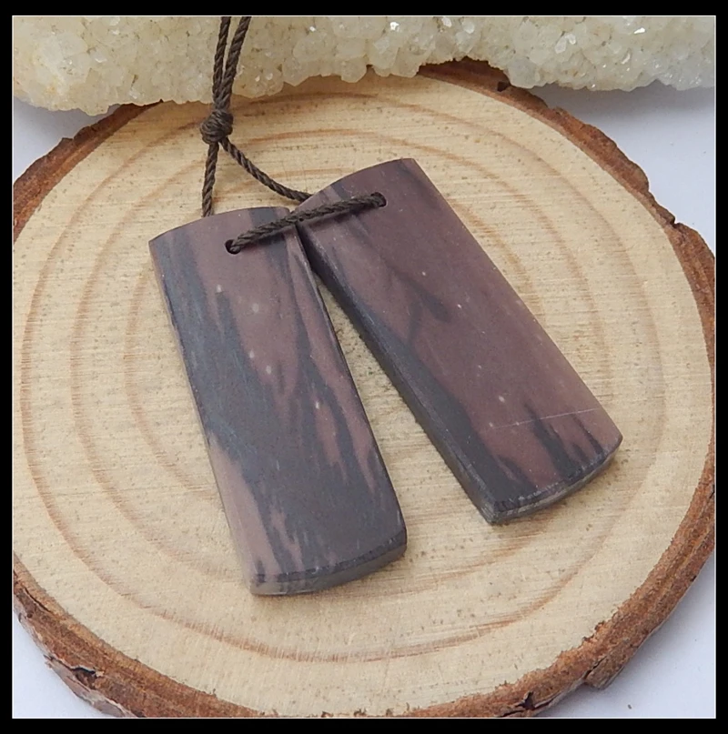 

Special sales!!Natural Stone Mookite Jasper Cheap Trendy Earring Pairs 34x13x4mm 8.75g