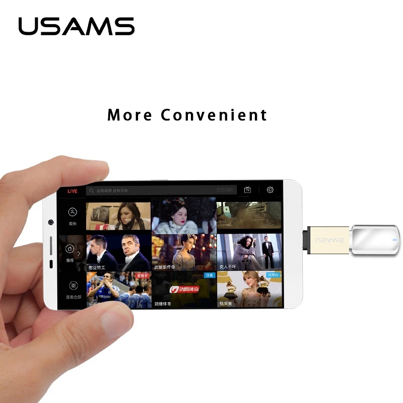 USAMS металлический USB C Type папа к 3 1 Женский Для xiaomi 4c конвертер адаптер OTG функция
