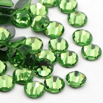 

Top quality Light Green Hot-Fix Rhinestones SS16-SS30 Crystal glass Iron On Rhinestone for clothes wedding decoration
