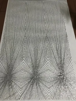 

unique david-71106 glued glitter net lace fabric French net lace fabric with glued glitter decoration