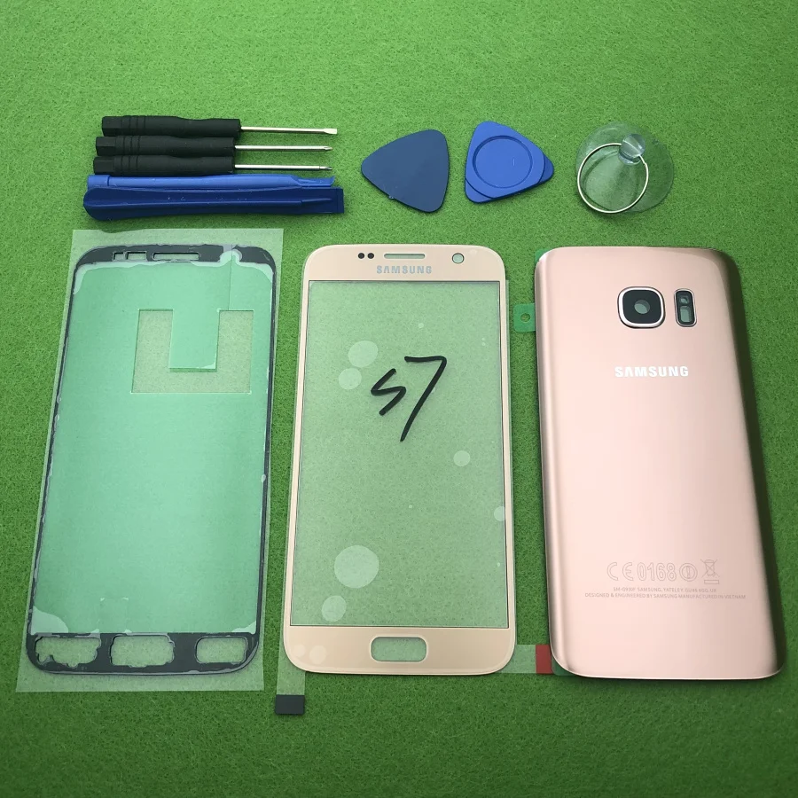 Передний экран стекло объектив для samsung Galaxy S7 G930 SM-G930F S7 Edge G935F Задняя крышка батареи дверь задний корпус+ Инструменты