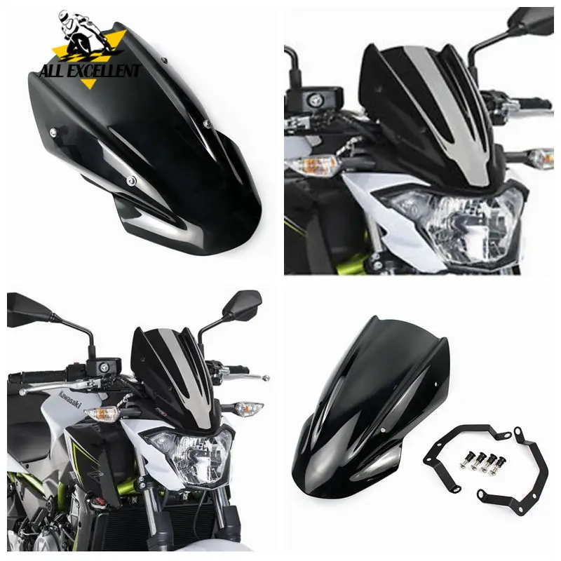 Высокое качество ABS ветер экран лобовое стекло щит экран с кронштейном для Kawasaki Z650 дымчатый коричневый цвет кронштейн