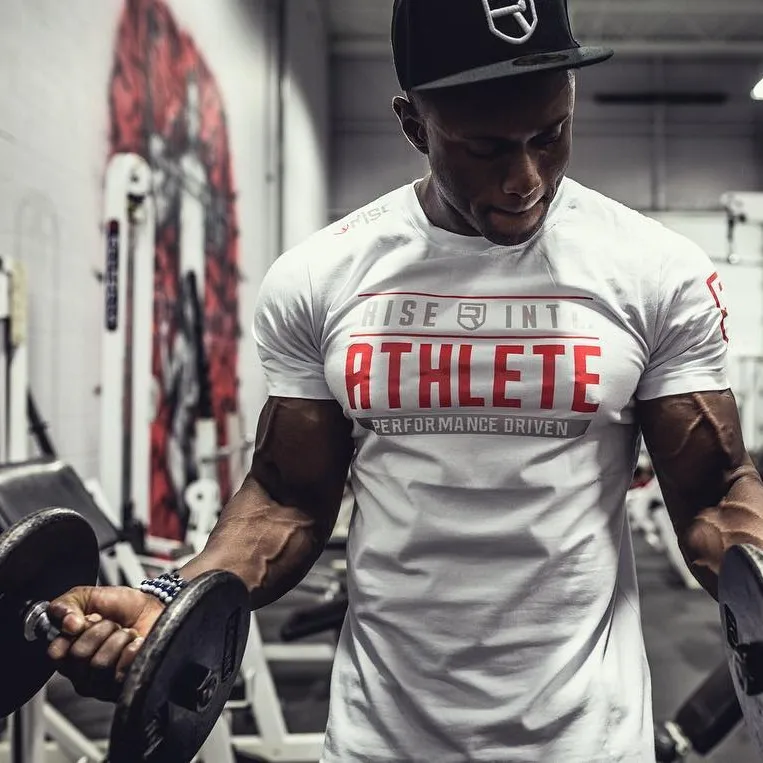 

Men Sport Shirt Letter Printed Elastic Short Sleeve T-shirt Sweatshirt Running Jogger Casual Yoga Fitness Gym Shirt Sportswear