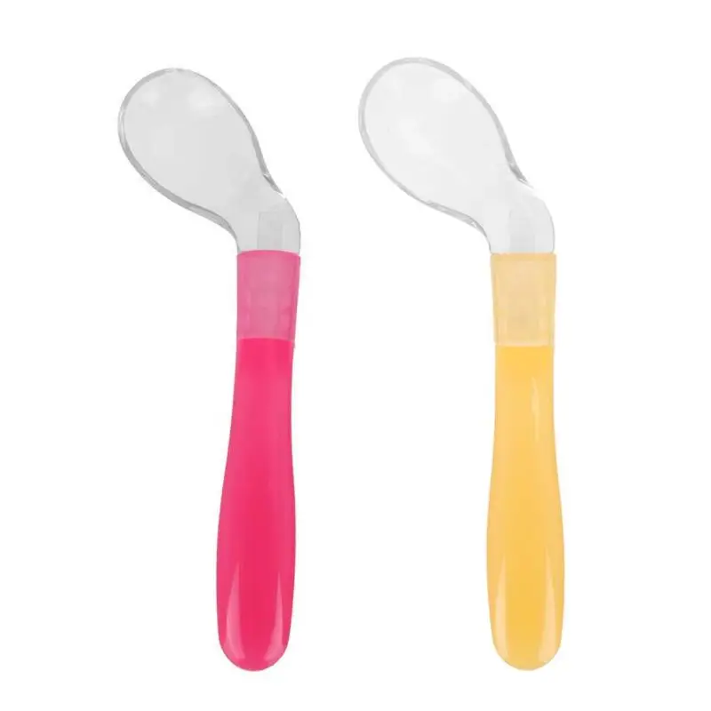 

Kids Children Flatware Feeding Spoons Safety Soft Spoon Baby Flatware Baby Safety Temperature Sensing Baby Silicon Spoon