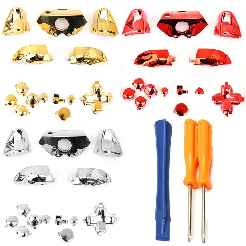 

A Set Red /Gold /Silver Electroplating Game Handle Knob Button Kits Repair Parts With T6+T8 Screwdriver Plastic Bar For XBOX ONE