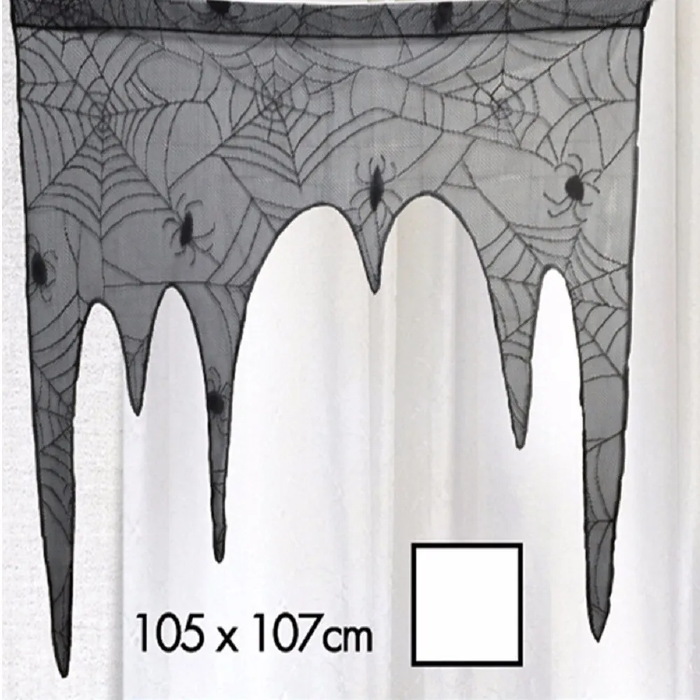 

Halloween curtain Haunted House Gothic Black LACE SPIDER WEB TABLE Cloth Curtains Home Halloween Decor 2O0907