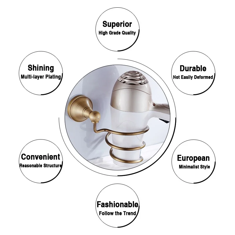 Best Bronze Bathroom Accessories Hardware Set Antique Hair Dryer Rack Coat Towel Shelf Rail Bar Shower Soap Dish Holder Toilet Brush