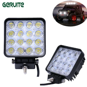 

2 Pieces 48W 16 x 3W Car LED Light Bar as Square Work light Flood Light Spot Light for Boating Hunting Fishing fog light