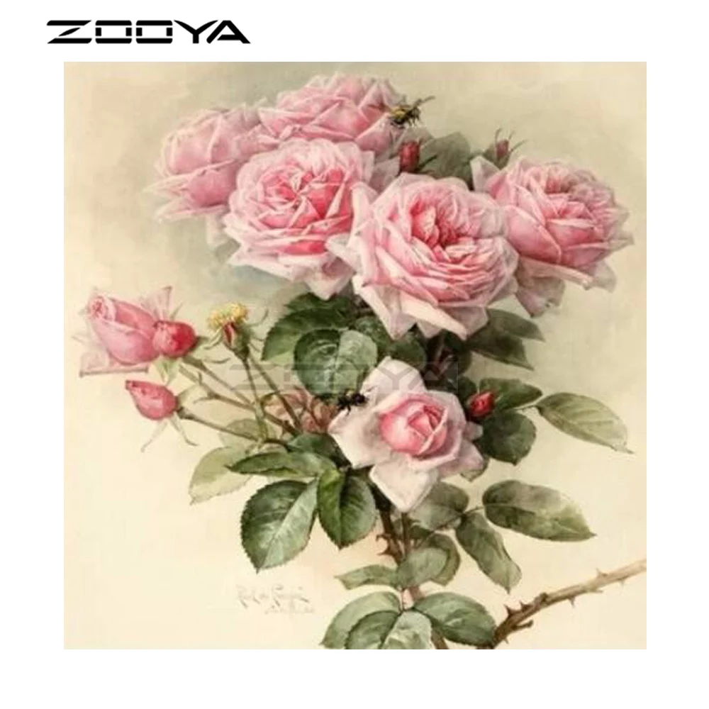Алмазная вышивка ZOOYA рукоделие сделай сам розовая все стразы мозаика картина