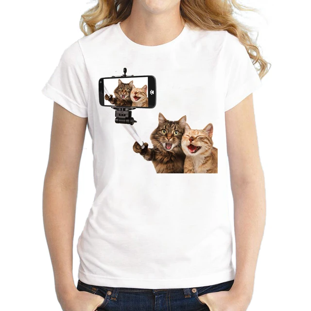 Fashion Funny Cats Women T Shirts Short Sleeve Casual Lady 3D Lovely