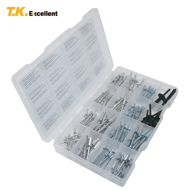 T.K.Excellent Rivet Kit Dome Blind Rivets Metric Pop Riveter Drill Pin