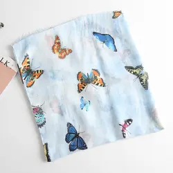6 цветов бренд шарфы с принтом бабочки женские шарф премиум модные платки и палантины длинные и мягкое Оголовье