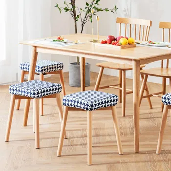 

Restaurant square stool cork high stool home economic simple modern wood Nordic fashion creative makeup single stool
