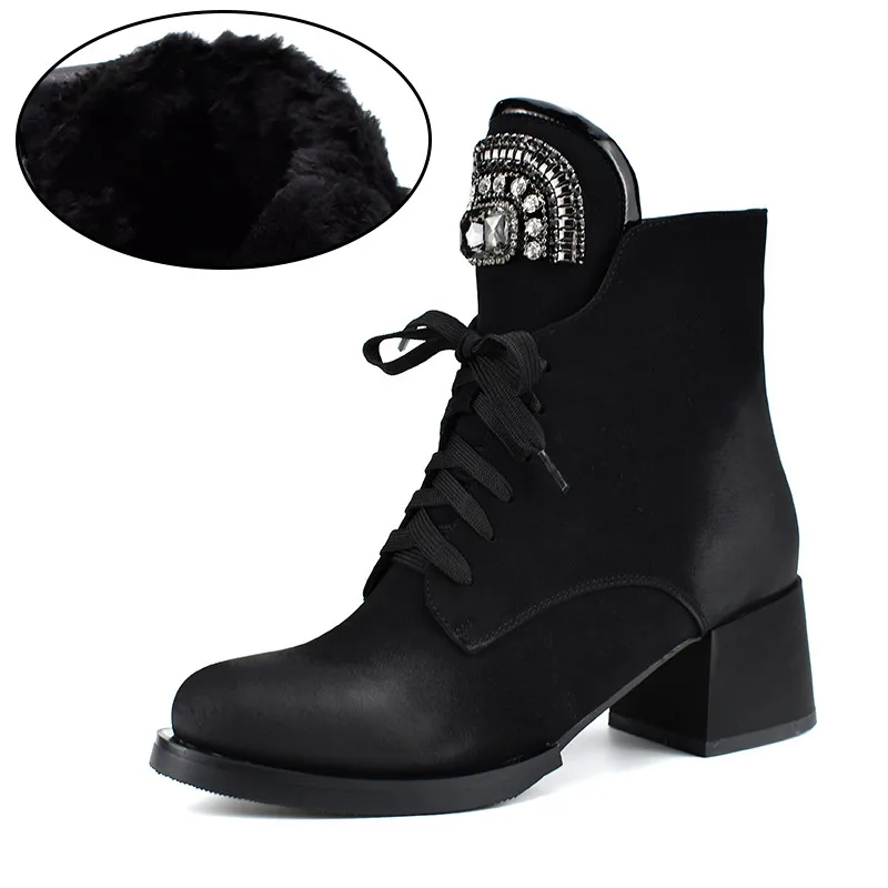 chunky heel rhinestone shoes
