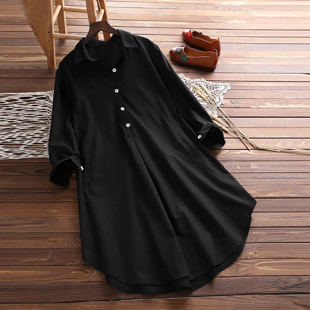 Big Size Women Clothing Autumn Long Sleeve Button Tunic Shirt Loose Casual Pocket Button Tops Shirt Blouse 5XL Plus Size blusas