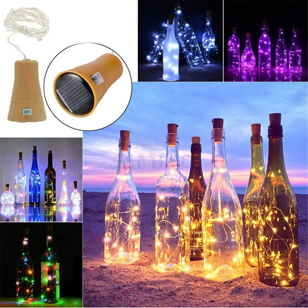 

Solar Cork LED String Light Copper Wire String Holiday Outdoor Fairy Lights For Christmas Party Wedding Decoration 2M