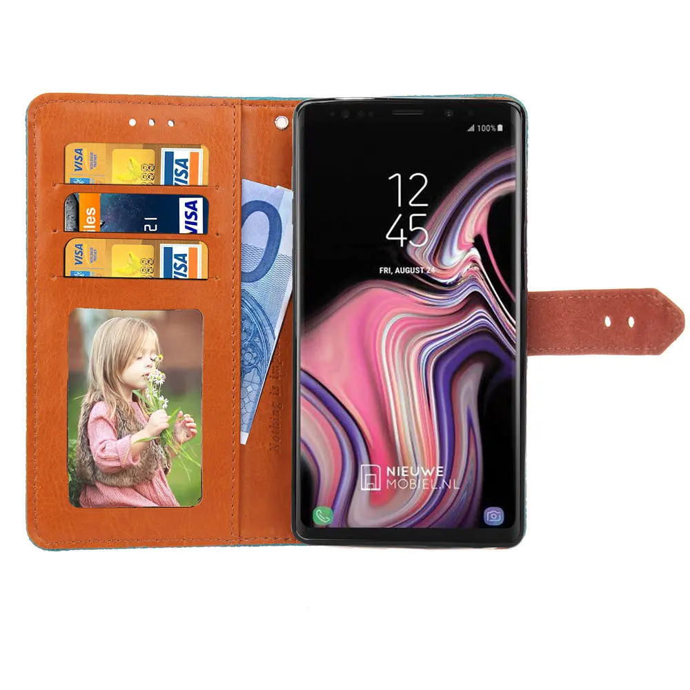 Средневековый Ретро Бумажник чехол для samsung Galaxy Note 9 8 5 4 3 черный откидная крышка Note9 Note8 Note5 Note4 Note3 J2 J5 J7 Prime G532F