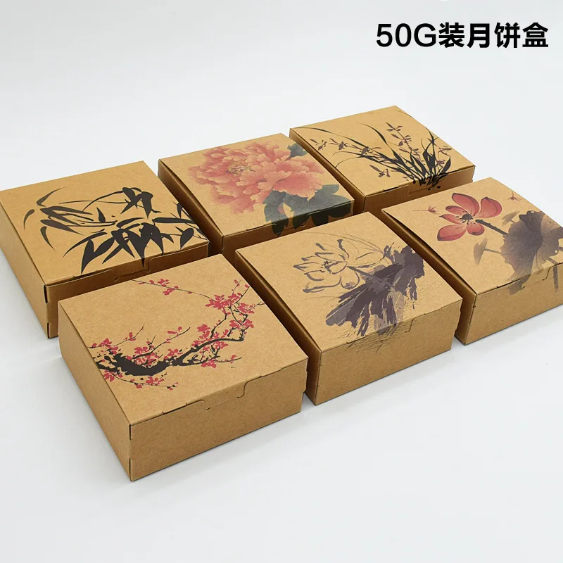 60 X Classic Chinese Ink And Wash Painting 4pcs 50g Mooncake Box Wedding Gift Party Favor Decorative Boxes Wholesale | Дом и сад