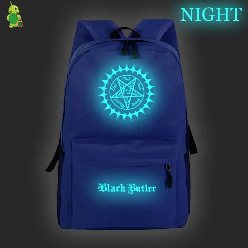 Аниме Черный рюкзак Батлер светящиеся дорожные сумки модные школьные сумки для подростков мальчиков девочек сплошной рюкзак для ноутбука Daliy сумки - Цвет: 17
