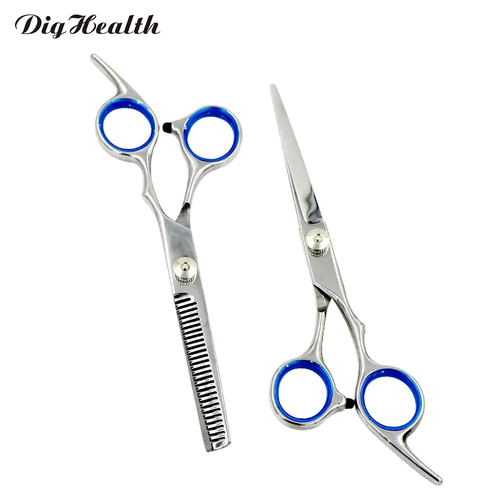 

Dighealth Stainless Steel Salon Hairdressing Shears Cutting Straight Edge Hair Scissors Thinning Shears Razor Edge and TeethEdge