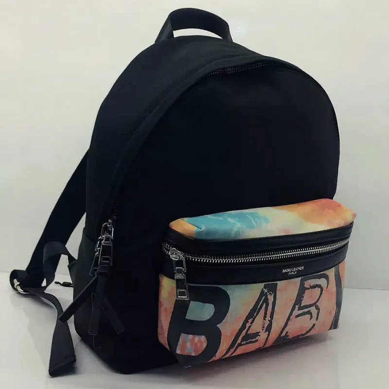 2 Size Brand Vacyhome BABY Genuine Leather Korean Super Star Style Letter Character Printed Canvas Backpack