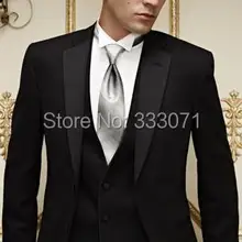 Заказ Лидер продаж Новые мужские черные атласная нагрудные Жених Смокинги для женихов Для мужчин Best деловой человек Нарядные Костюмы для свадьбы(куртка+ Брюки для девочек+ жилет+ галстук