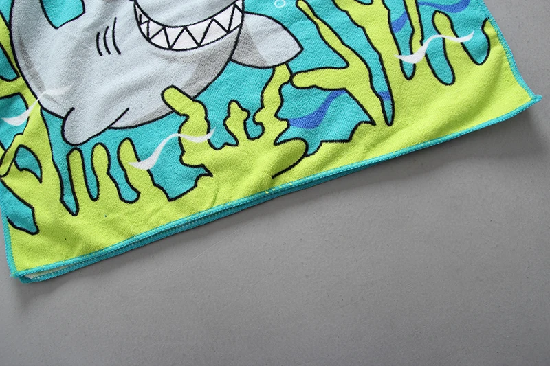 Children's Bathrobe Microfiber Towel Dried Fast Baby Bathing Towels Cartoon Animal Shark Child Boy Girls Hooded Pool Swim Towel