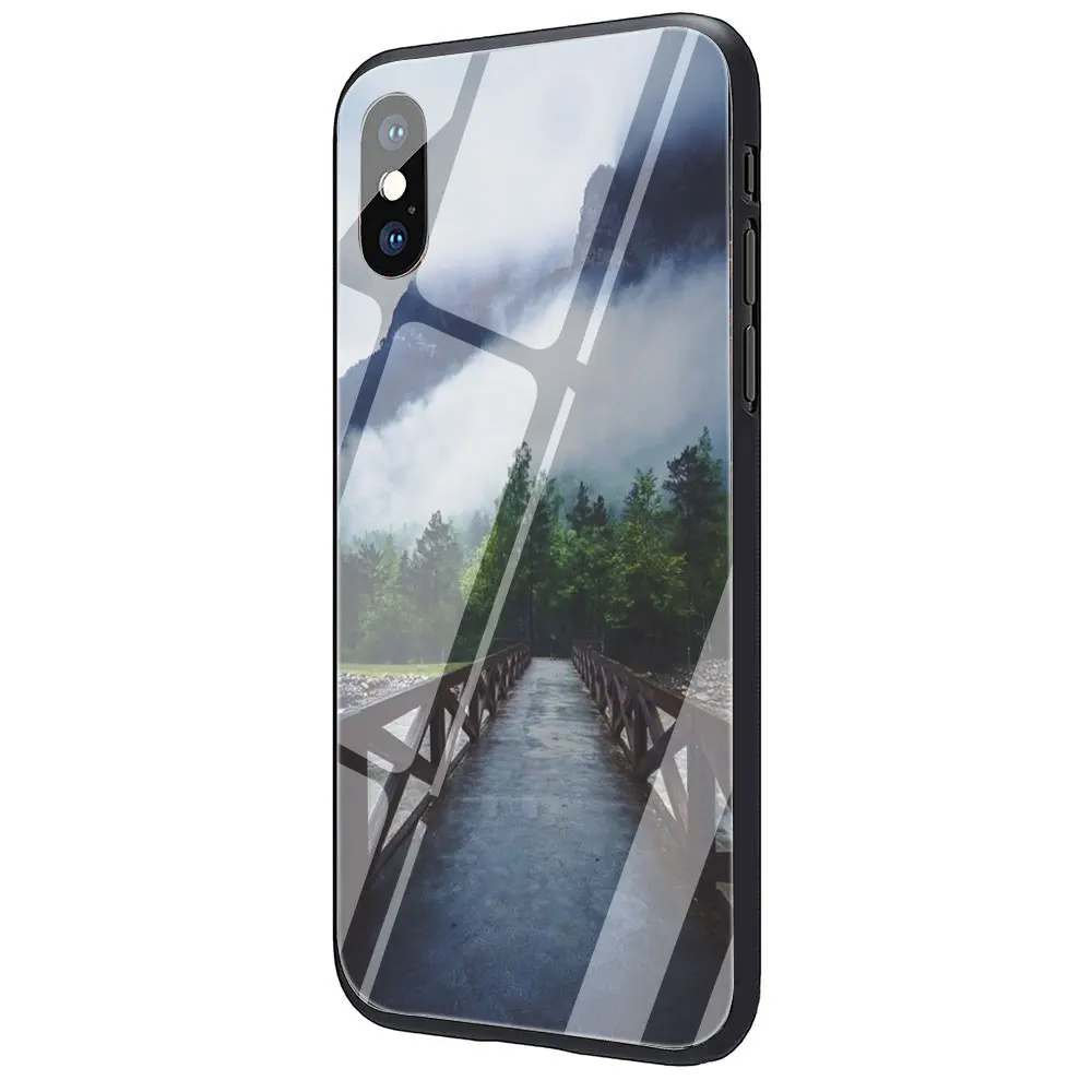 Чехол для телефона с изображением леса облака из закаленного стекла для iPhone 11 Pro 6 6S Plus 7 8 Plus X XS XR XS Max - Цвет: G12