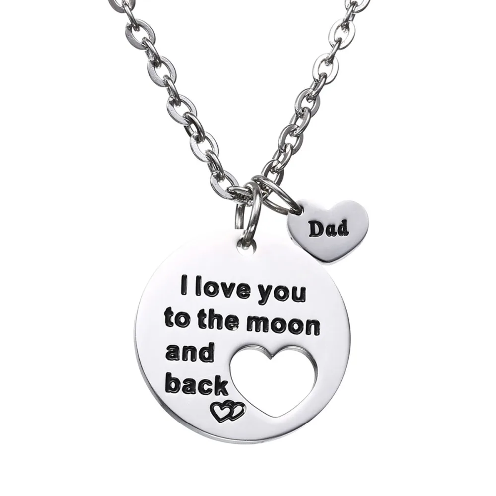 Dad Love You To The Moon And Back Pendant Necklace For Father Gifts