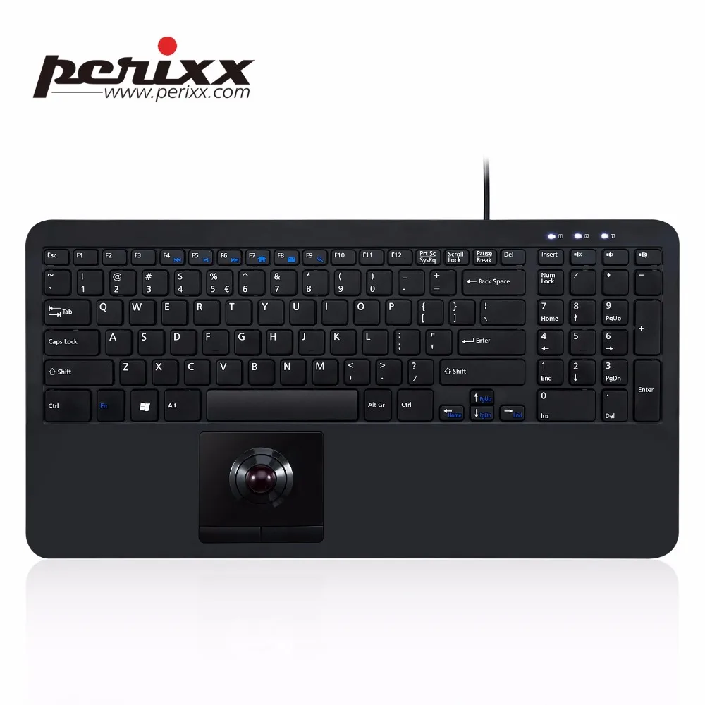 New Perixx PERIBOARD 518H Dual Zone USB Wired Trackball Keyboard USB