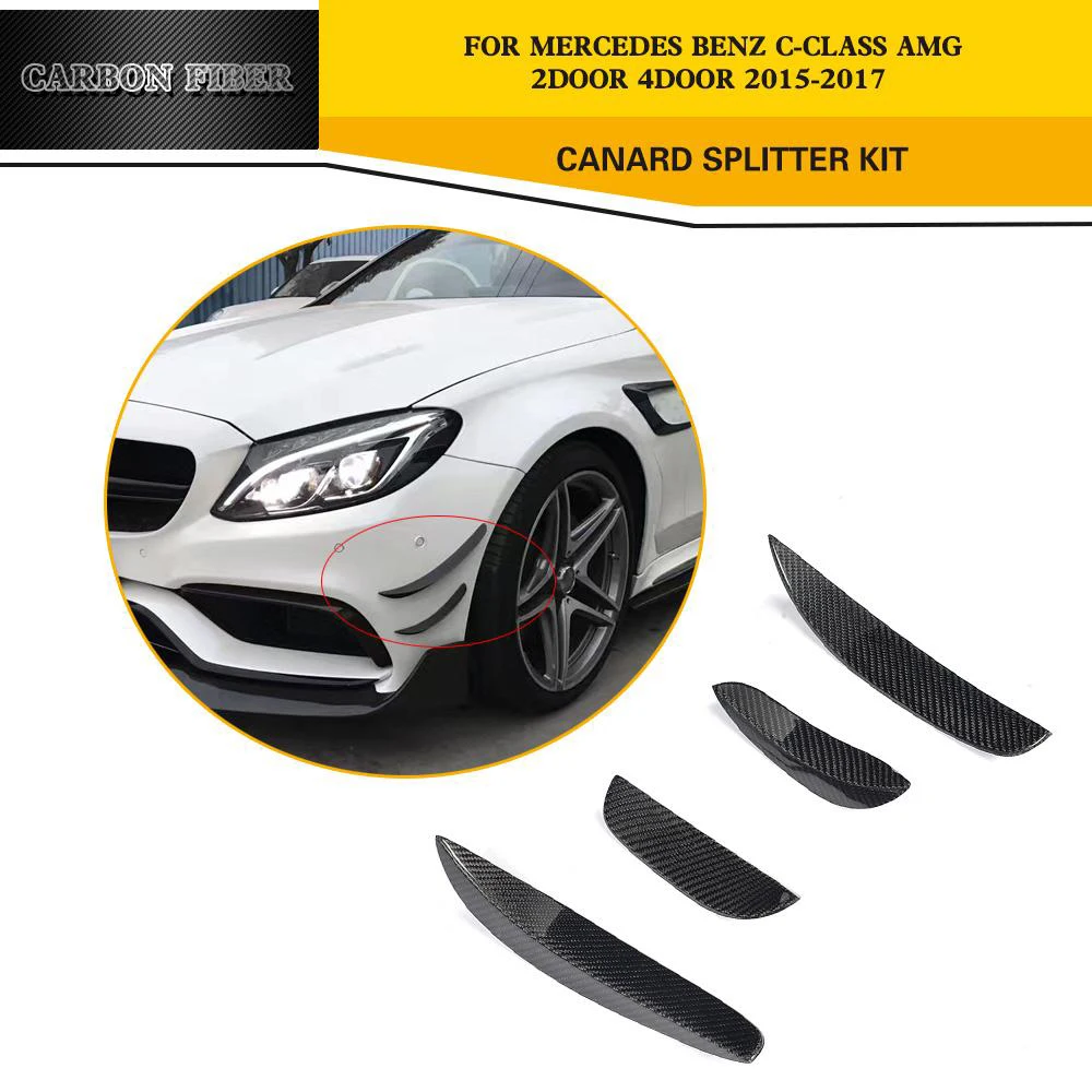 4 шт. разветвители крыльев переднего бампера из углеродного волокна для Mercedes Benz C