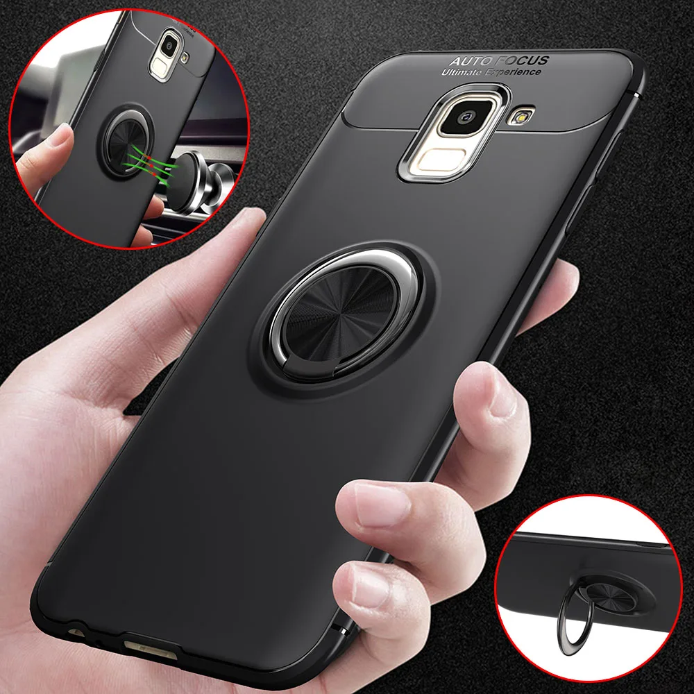 Вращающийся на 360 градусов магнитный силиконовый чехол для Samsung Galaxy J4 J6 J8 2018 J600 J600F