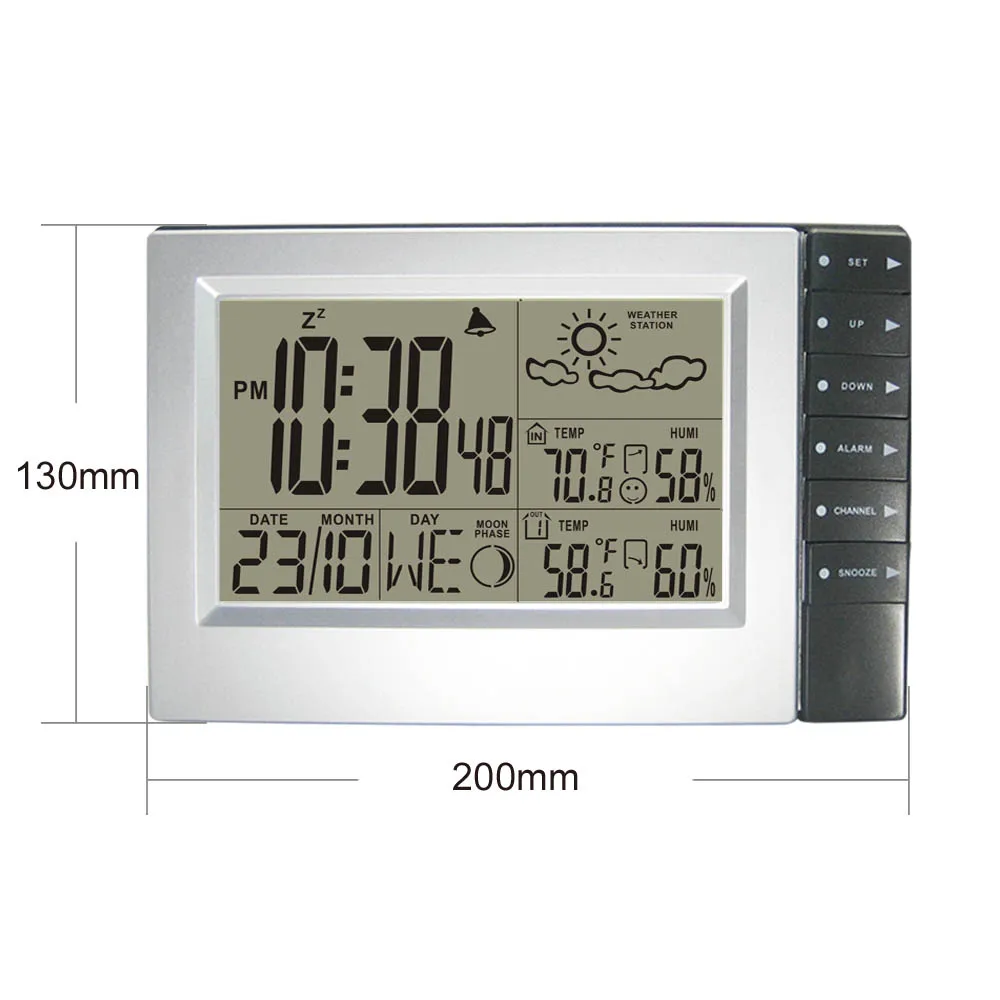 

DYKIE Durable Radio Controlled Digital Weather Station with Alarm Hygro-thermoter Wireless Weather Station Clock Free Shipping