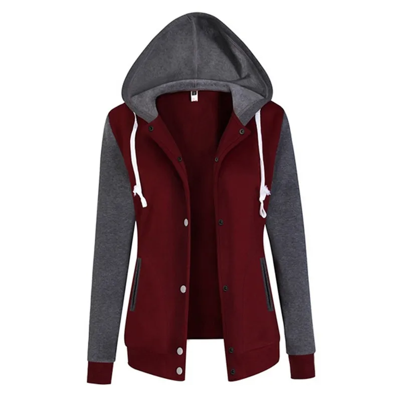 

Bigsweety New Hooded Jackets And Coats Autumn Casual Coat Stitching Long Sleeve Single Breasted Jacket Women Outerwear Coat