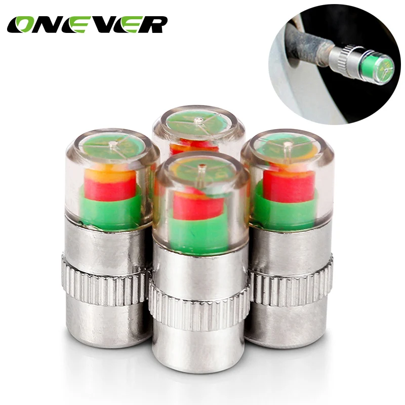 

Onever 4pcs/set Tire Pressure Monitor Valve Stem Cap Air Warning Alert Valve Pressure Diagnostic Tools Kit Sensor Indicator Bar