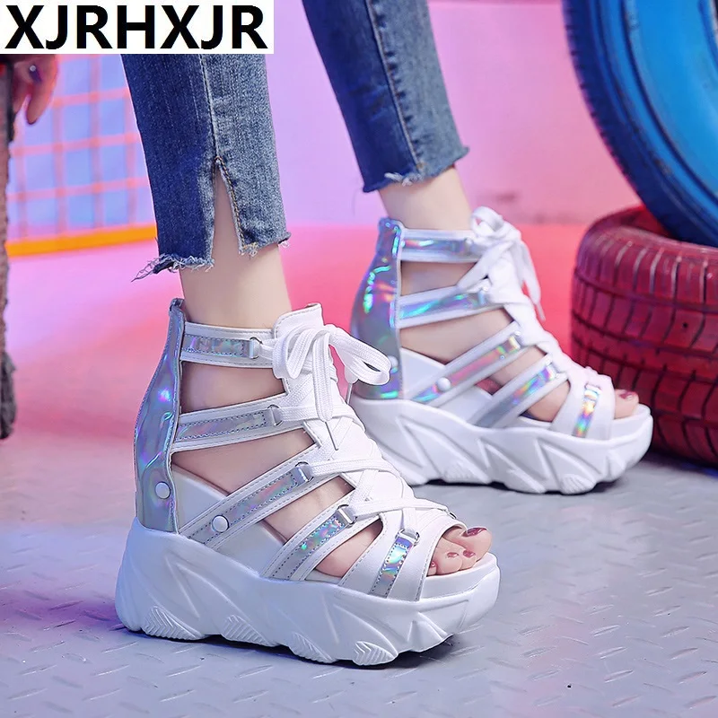 

2019 New Women Sandals Print Gladiator Summer Shoes Wedges Open Toe Platform Sandals 10CM High-Heeled Shoes Woman Beach Sneakers
