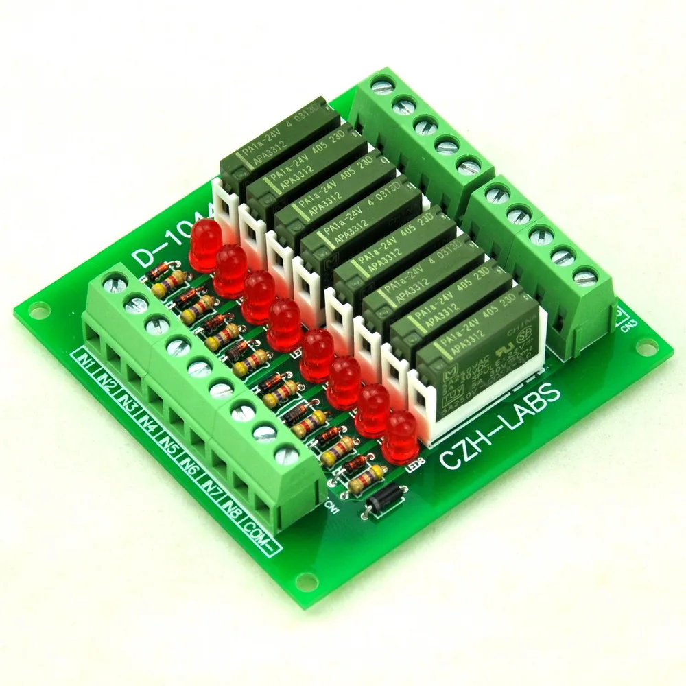 

Slim Panel Mount DC24V Source/PNP 8 SPST-NO 5A Power Relay Module, APAN3124