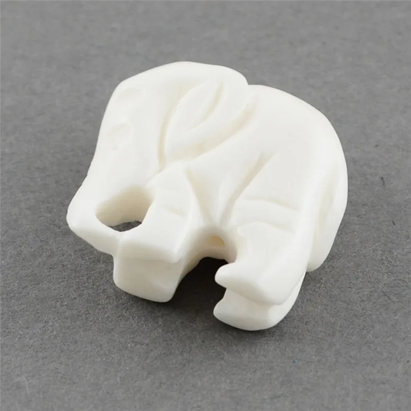 

10pcs Handmade milky Carved OX Bone Beads,cute Retro, Bracelet Accessories Elephant, Ivory, 20x21x8mm, Hole: 1mm