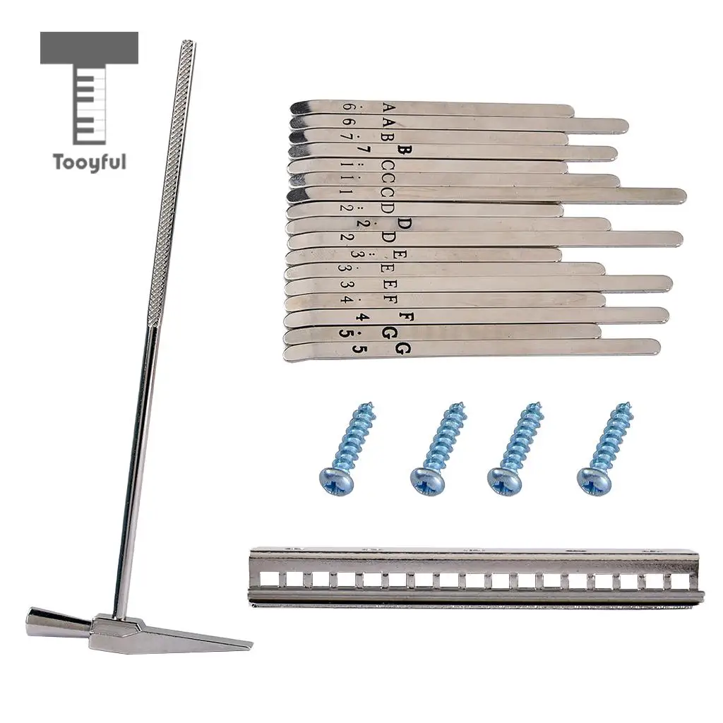 Tooyful 1 Set DIY 17 Note Kalimba Thumb Piano Steel Keys with Tuning Hammer African Musical Instrument Parts