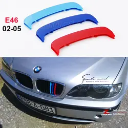 Автомобиль решетка отделкой в полоску гриль м автоспорта полосы крышку наклейки для 2002-2005 BMW 3 серии E46 318i 320i 325i 330i 4 двери только