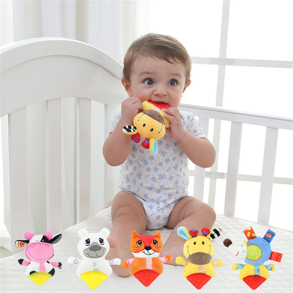

Cartoon baby toy bed cart animal teether hand rattle molars plush toy baby toy 0-1 years old baby toy cloth book puzzle Z521Z