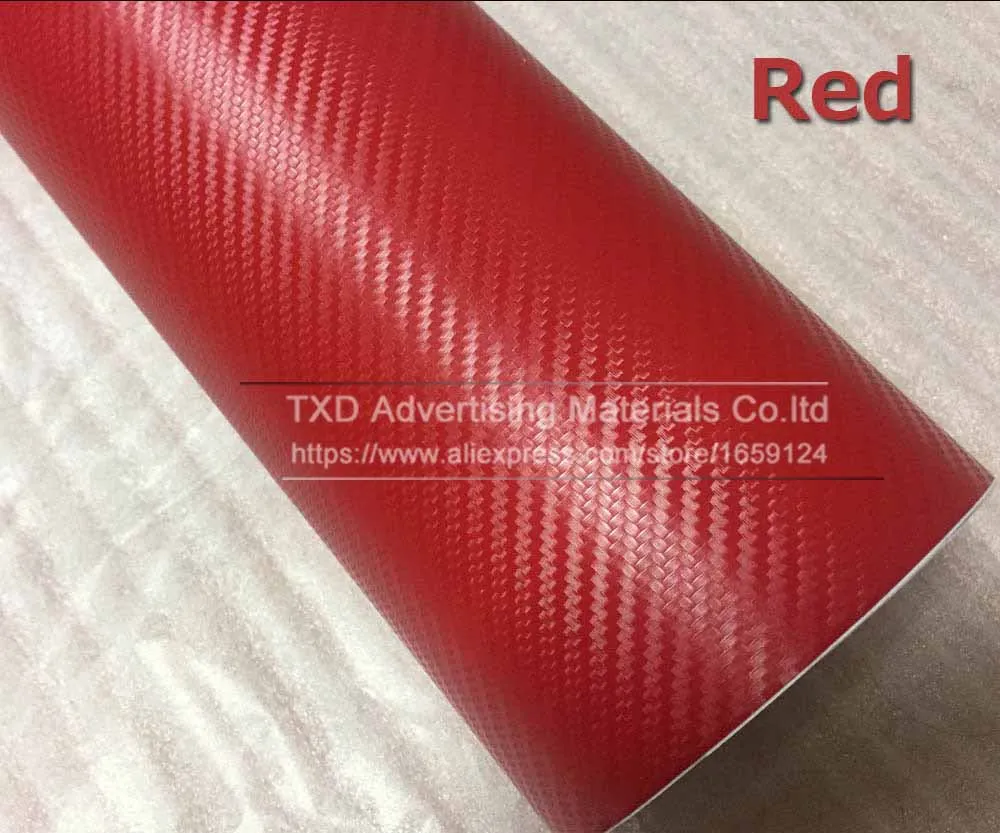 Красная виниловая пленка из углеродного волокна высокого качества, Прямая с фабрики, 3D виниловая пленка из углеродного волокна без пузырьков воздуха - Название цвета: Red