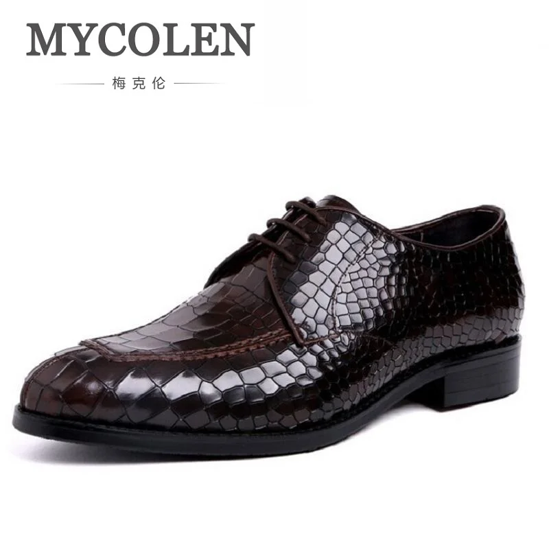 

MYCOLEN Mens Pure Leather Business Men Wedding Suits Shoe Crocodile Pattern Party Dress Shoes Black Sapato Social Masculino