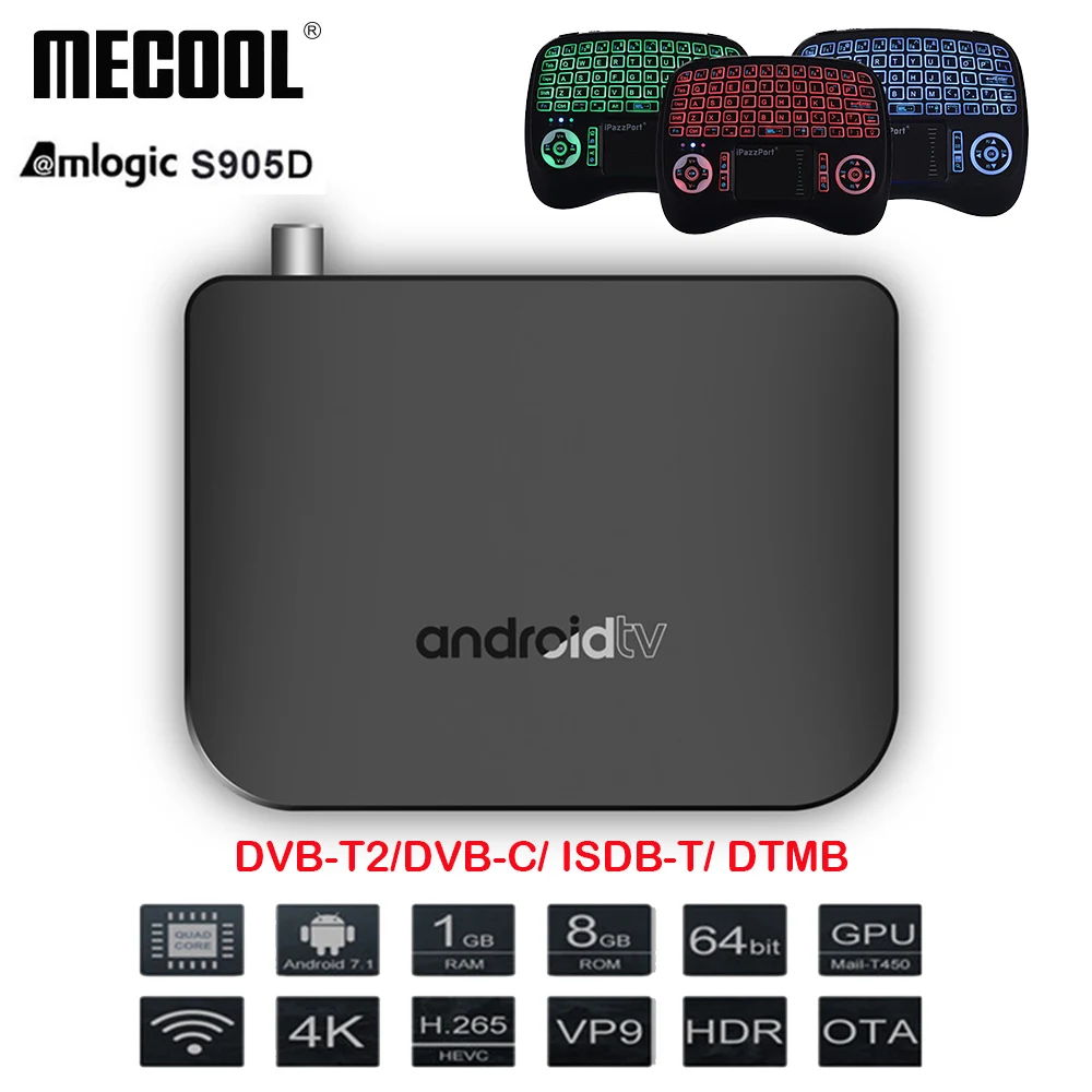 

Mecool M8S PLUS DVB Smart 4K Android 7.1 TV Box DVB-T2/T ISDB-T Terrestrial Amlogic S905D Quad Core 1GB 8GB Set Top Box