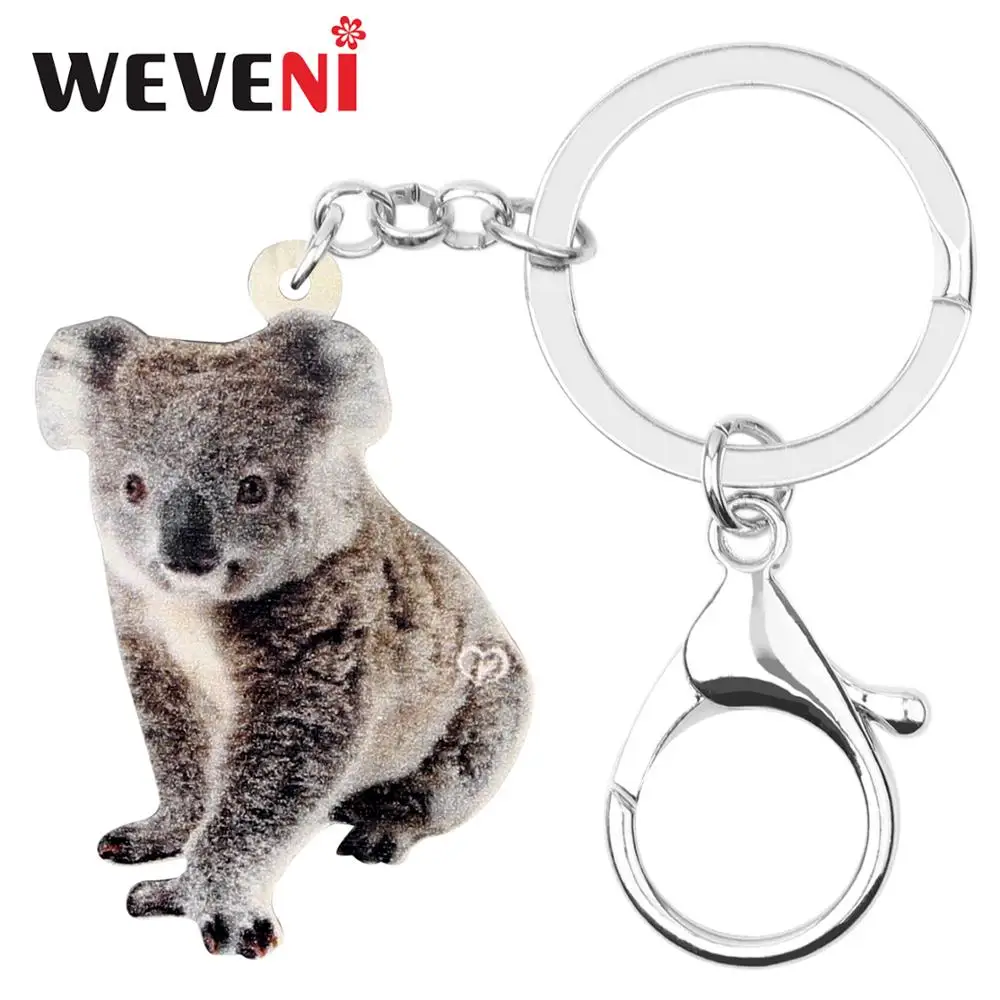 

WEVENI Acrylic Australia Sitting Koala KeyChain Key Rings Funny Animal Jewelry For Women Girls Teens Charms Gift Decoration