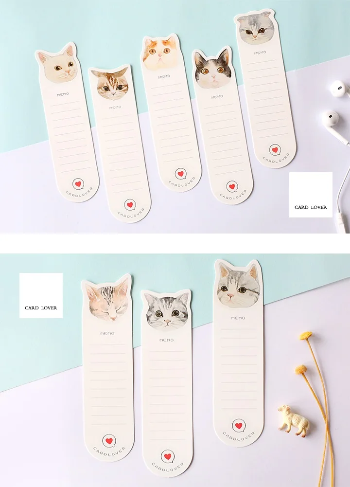 6 компл./лот Kawaii кошки книга марка мультфильм животных бумаги bookmarkers Memo закладки книга Аксессуары Канцтовары Школьные принадлежности 7018